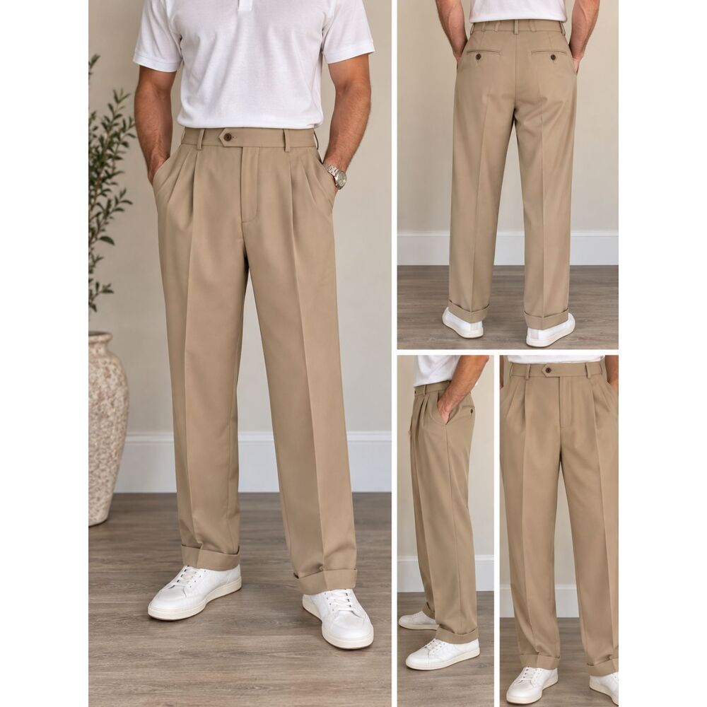 Vintage Monsieur by Givenchy Men's Pleated Khaki Dress Pants